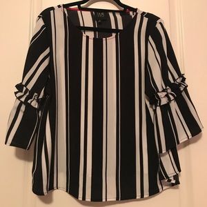 Black and white striped blouse